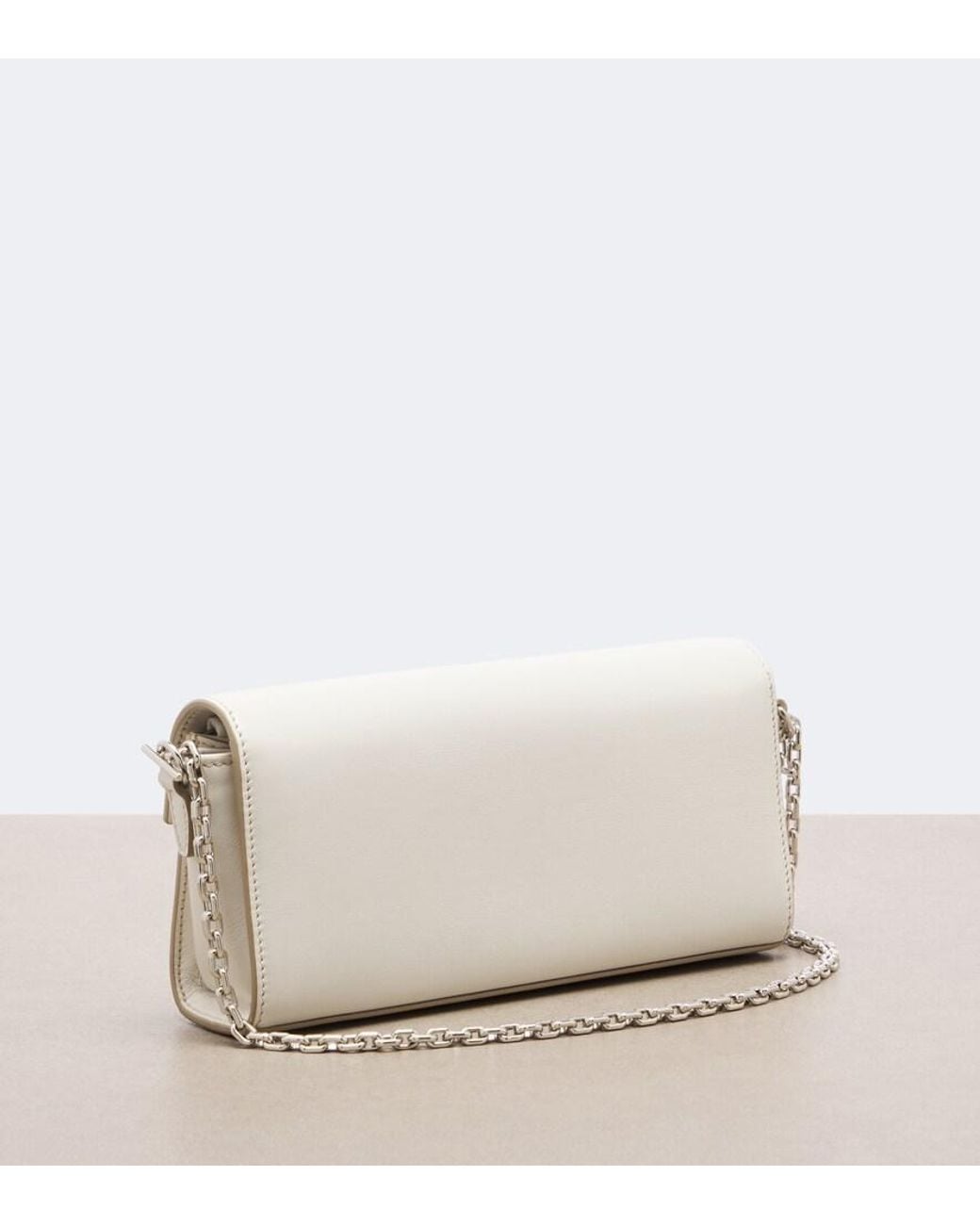 Gucci White Horsebit Leather Wallet On Chain