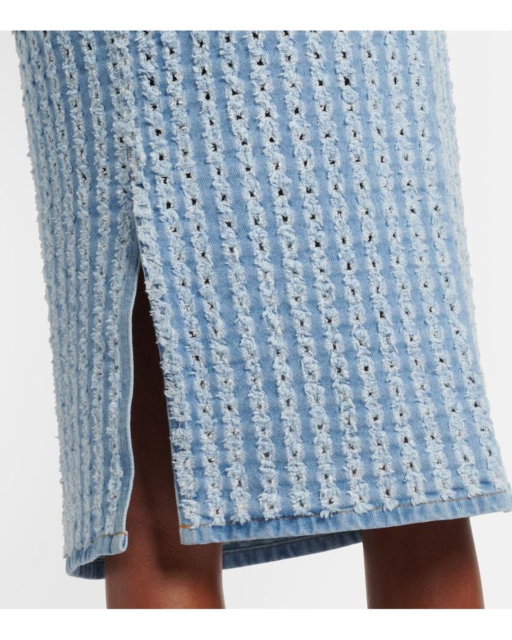 Nina Ricci Blue Striped Denim Pencil Skirt