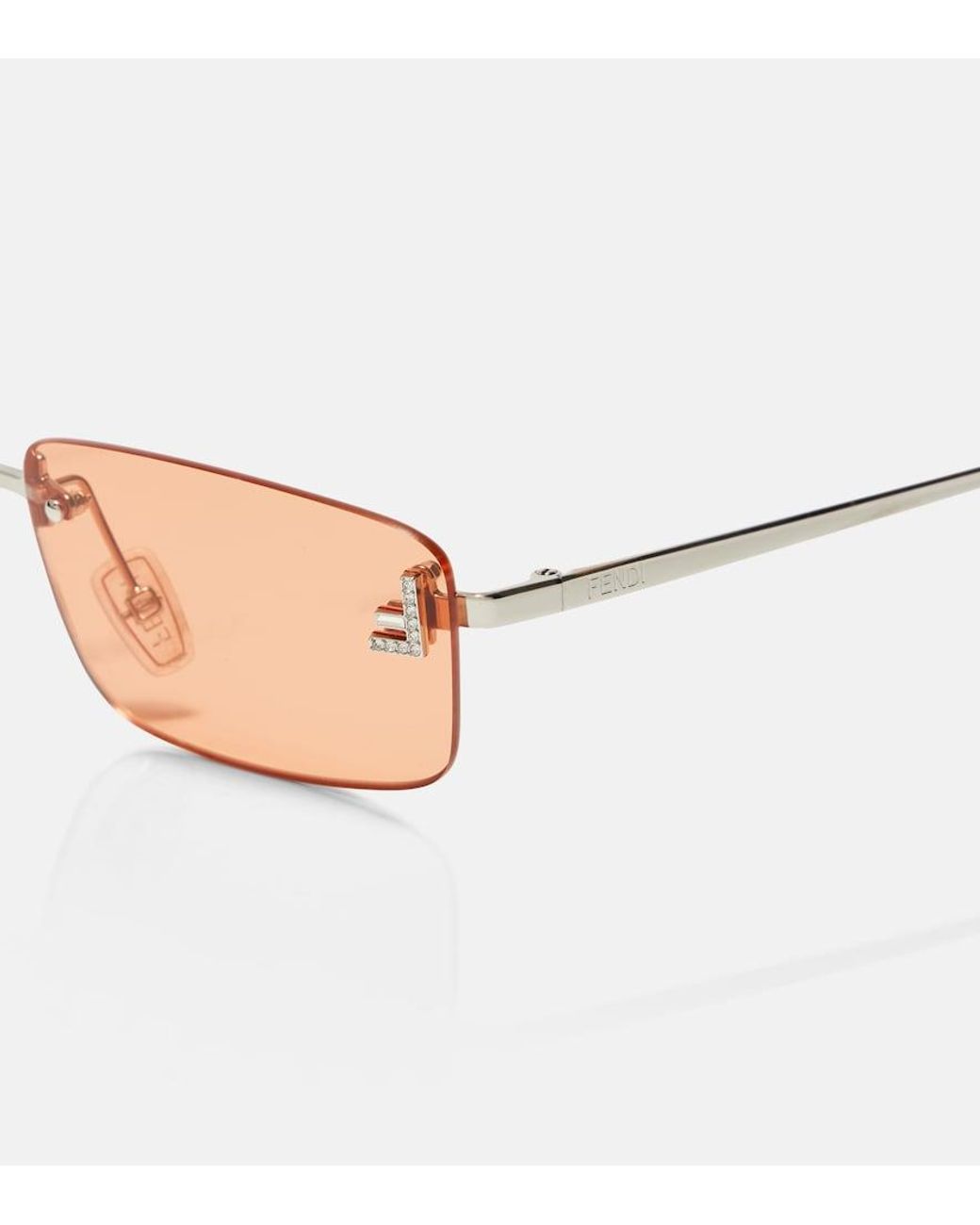 Fendi Brown Eckige Sonnenbrille First Crystal