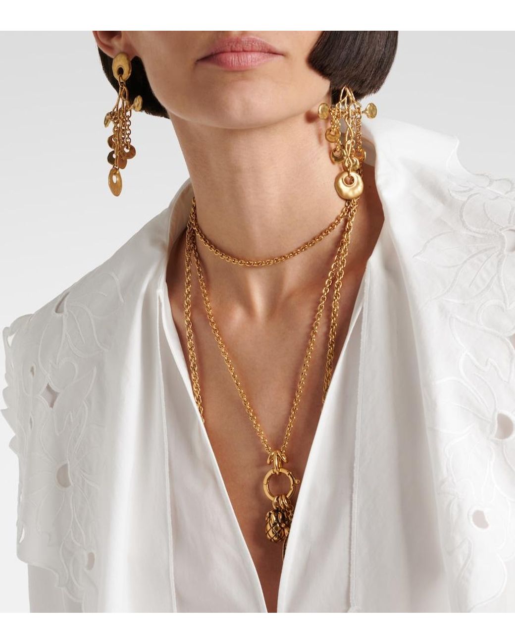 Chloé White Broderie Anglaise Cotton Poplin Blouse
