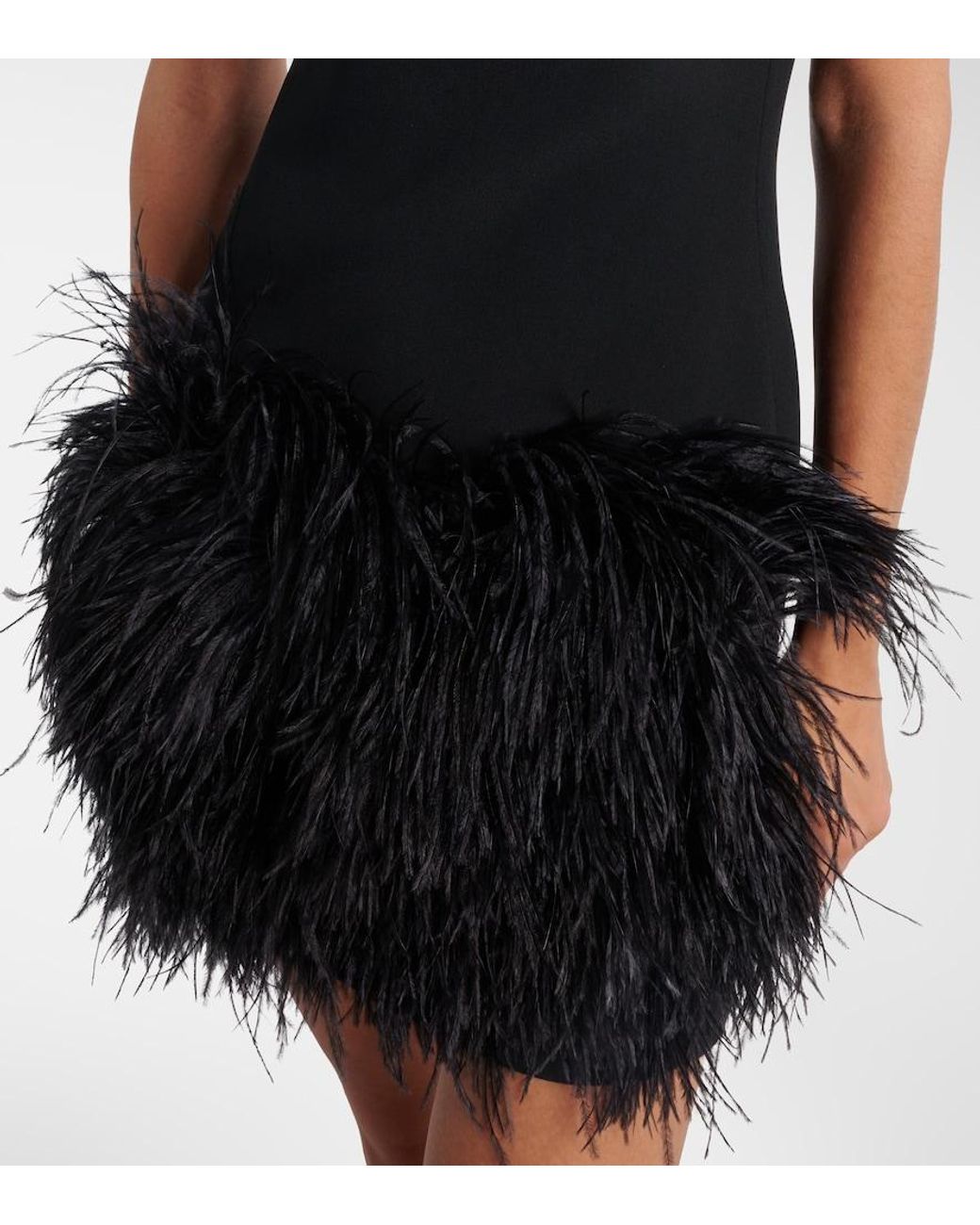 David Koma Black Feather-Trimmed Minidress