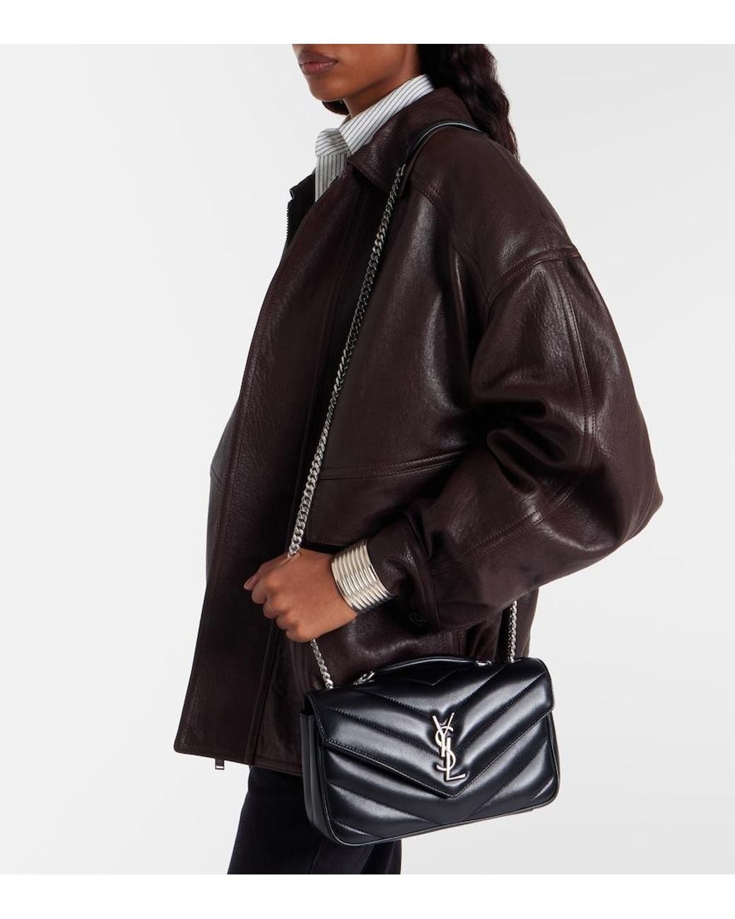 Saint Laurent White Loulou Small Leather Shoulder Bag