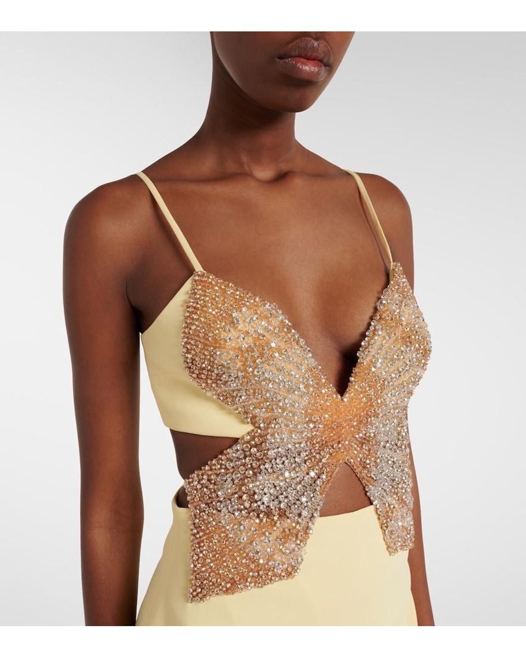 Costarellos Yellow Zilia Embellished Minidress