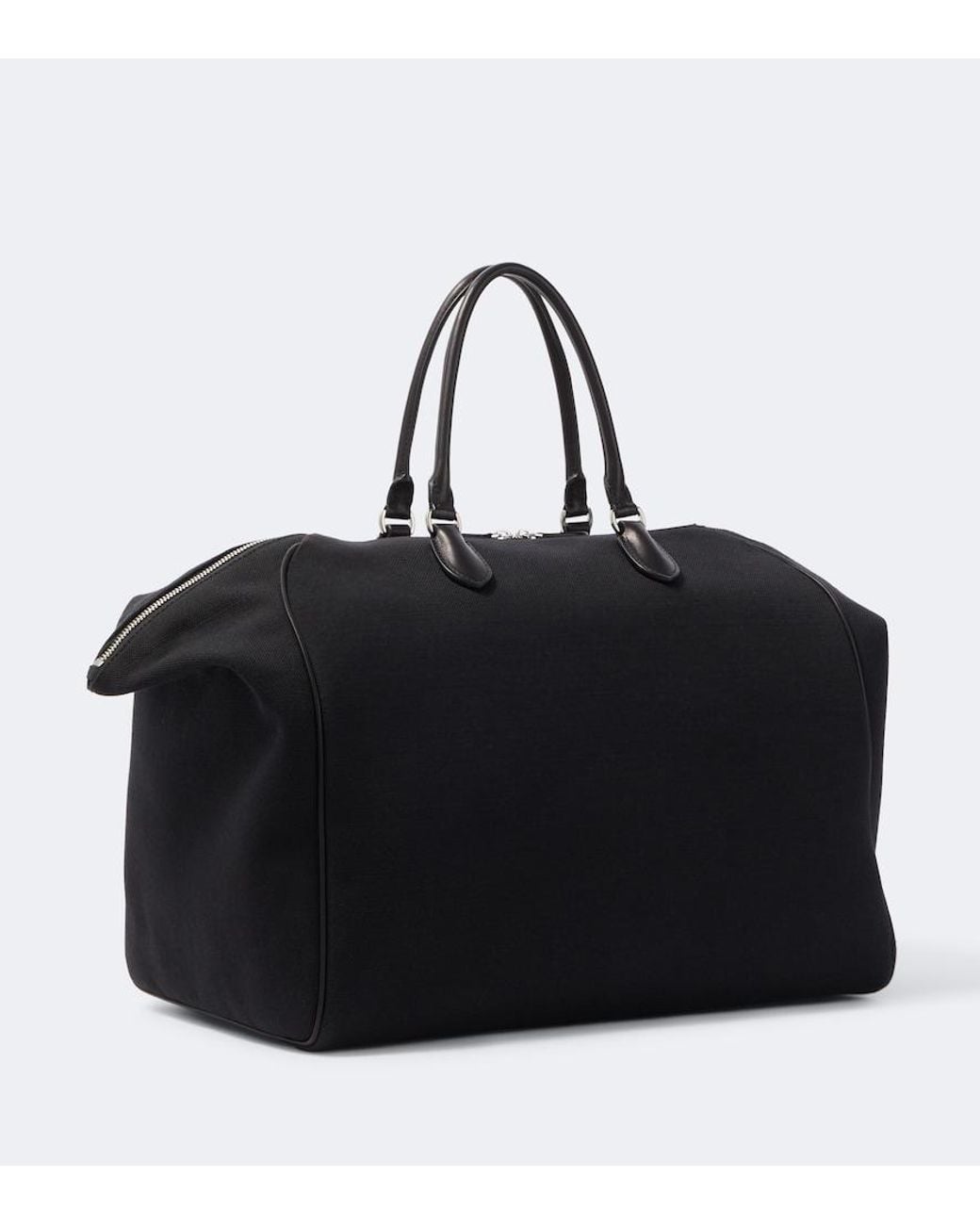The Row Black Timo Leather-Trimmed Canvas Tote Bag for men