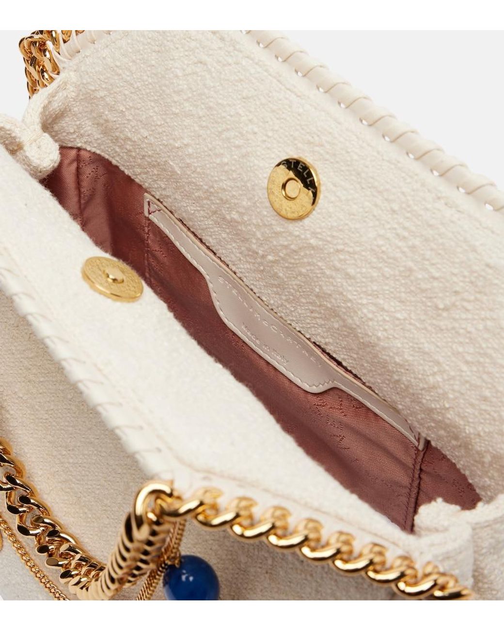 Stella McCartney Natural Falabella Mini Embellished Top-Handle Bag