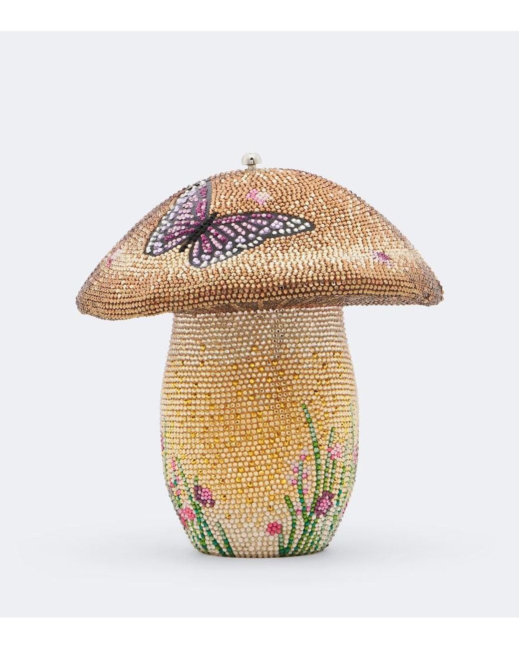 Judith Leiber Metallic Mushroom Bella Crystal-Embellished Clutch