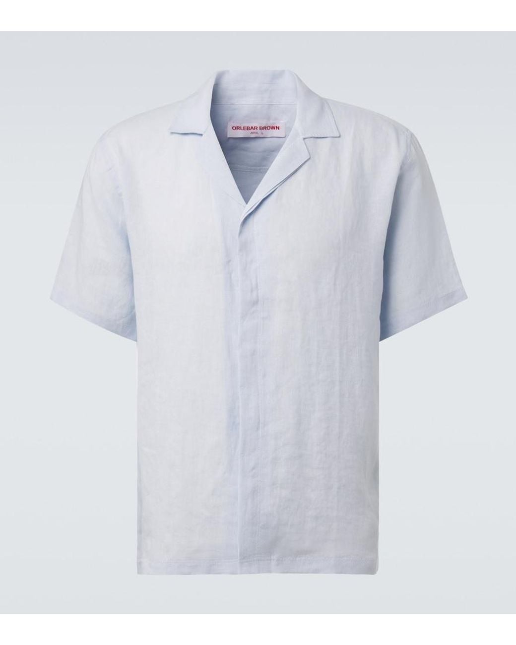 Orlebar Brown Blue Maitan Linen Bowling Shirt for men