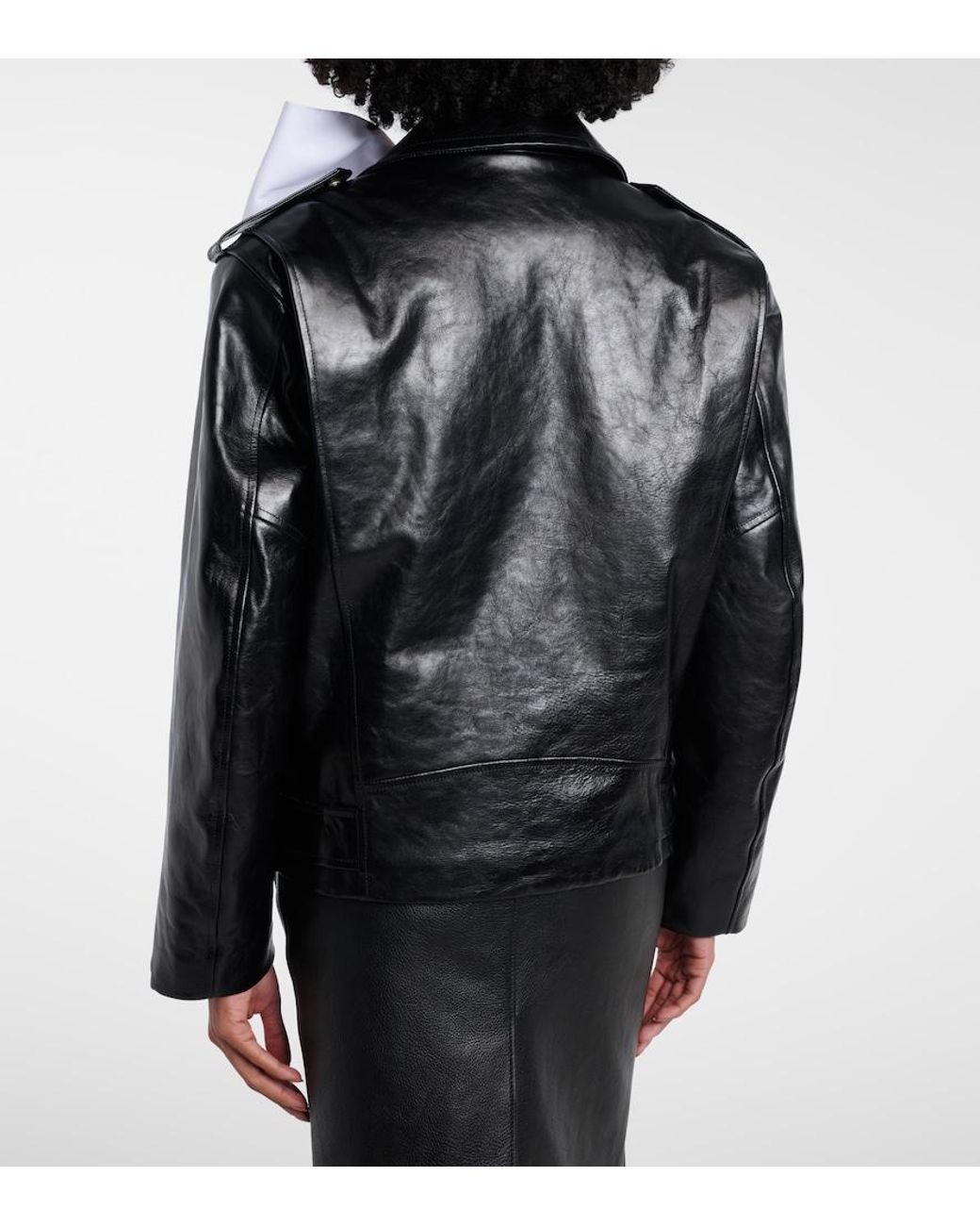 Saint Laurent Black Padded Leather Biker Jacket