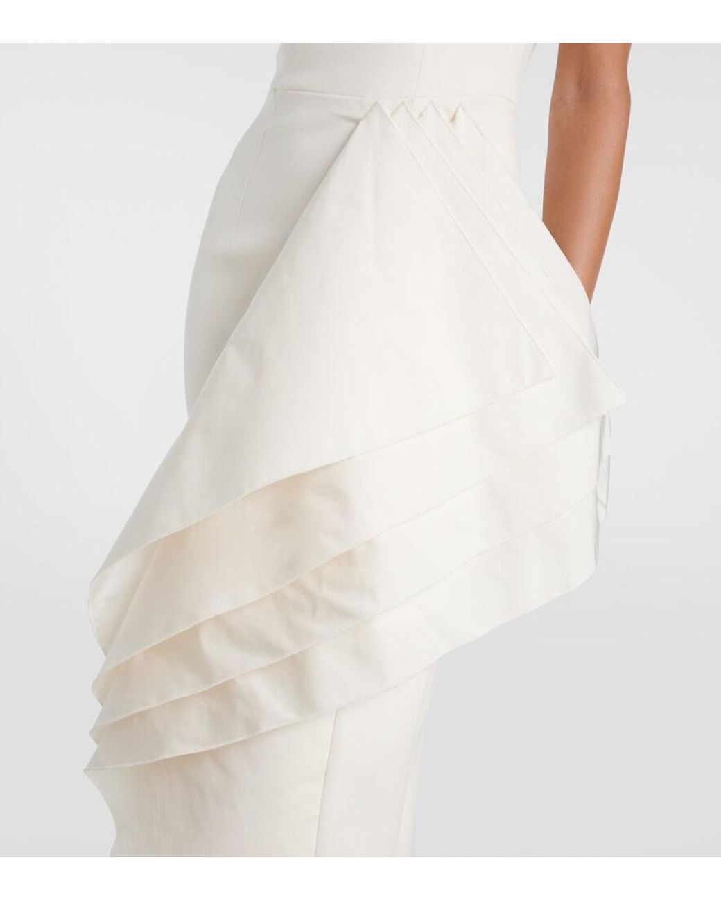 Safiyaa White Bree Draped Midi Dress