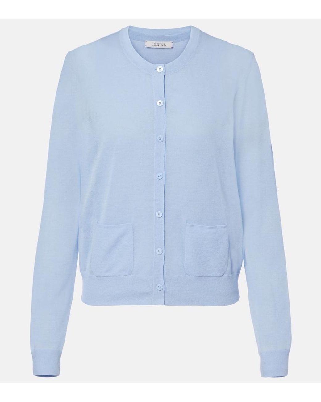 Dorothee Schumacher Blue Summer Semi-Sheer Cotton-Blend Cardigan