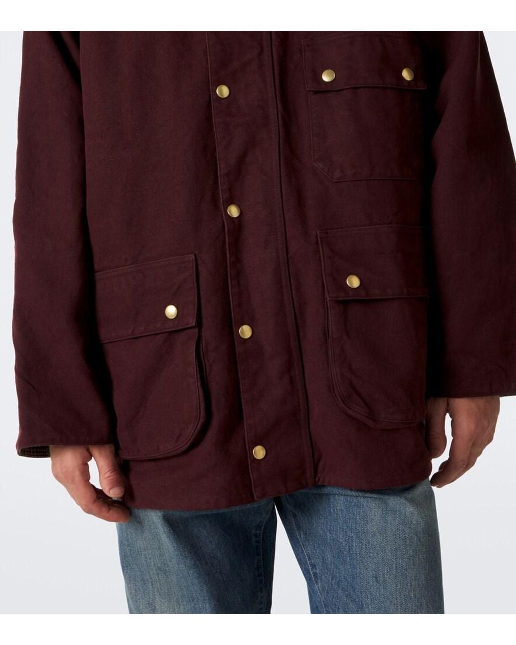A.PRESSE Purple Cotton, Hemp, And Silk Field Jacket for men
