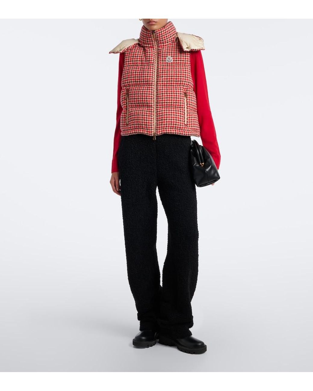 Moncler Black Boucle Wide-Leg Pants