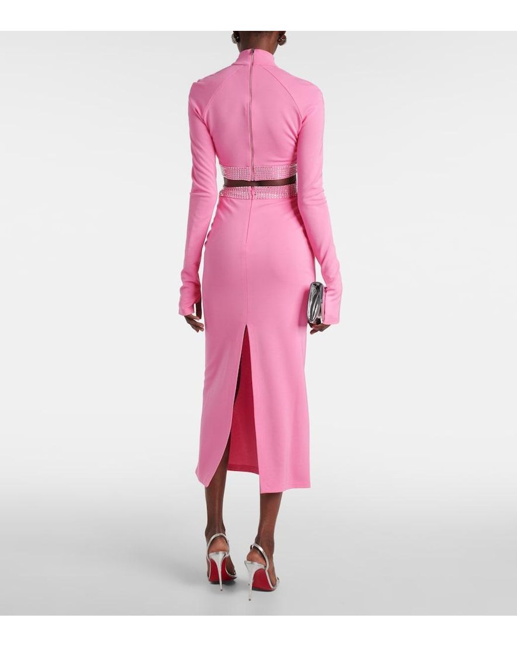 David Koma Pink Embellished Crop Top