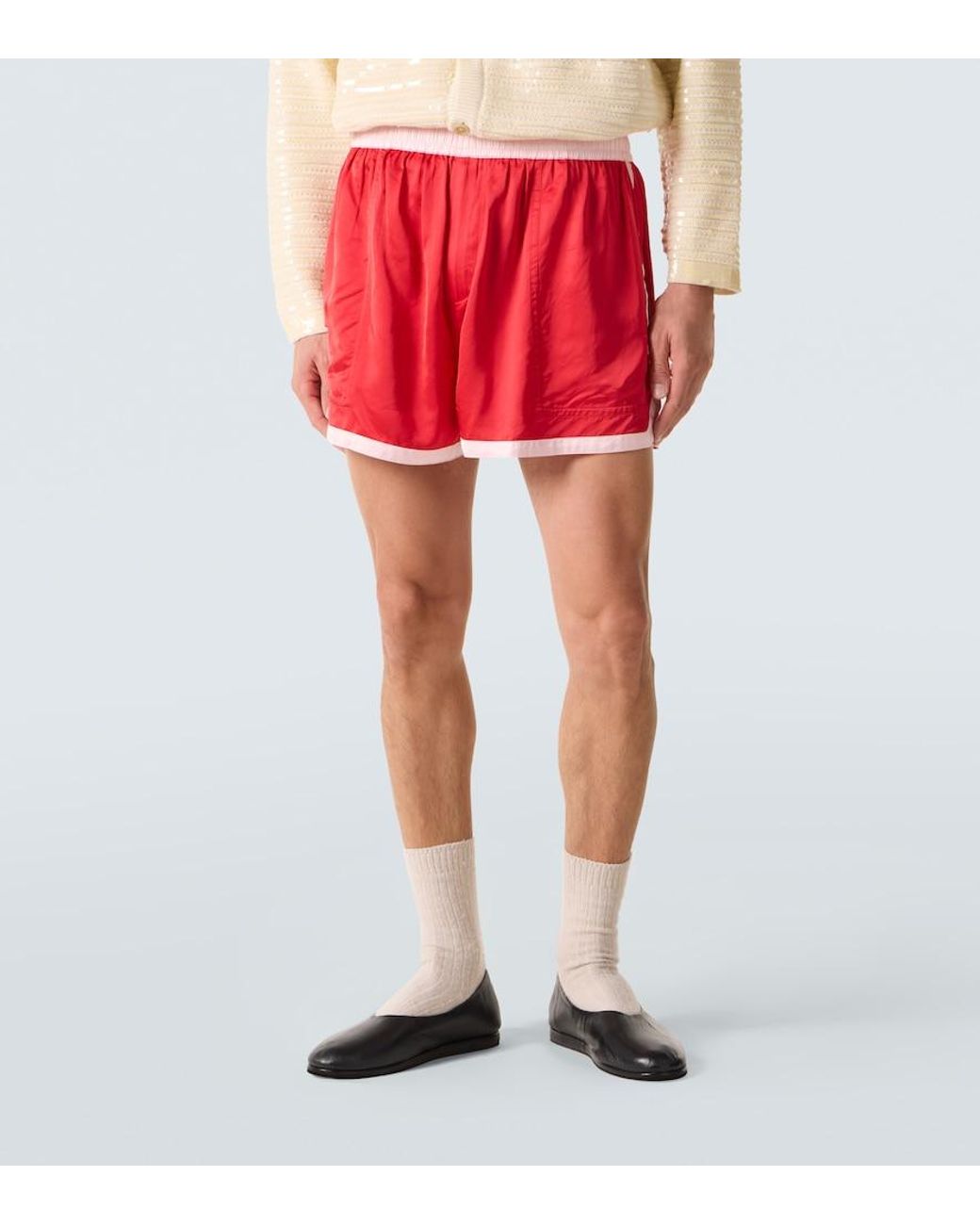 Bode Heart Deco Embroidered Satin Shorts for men
