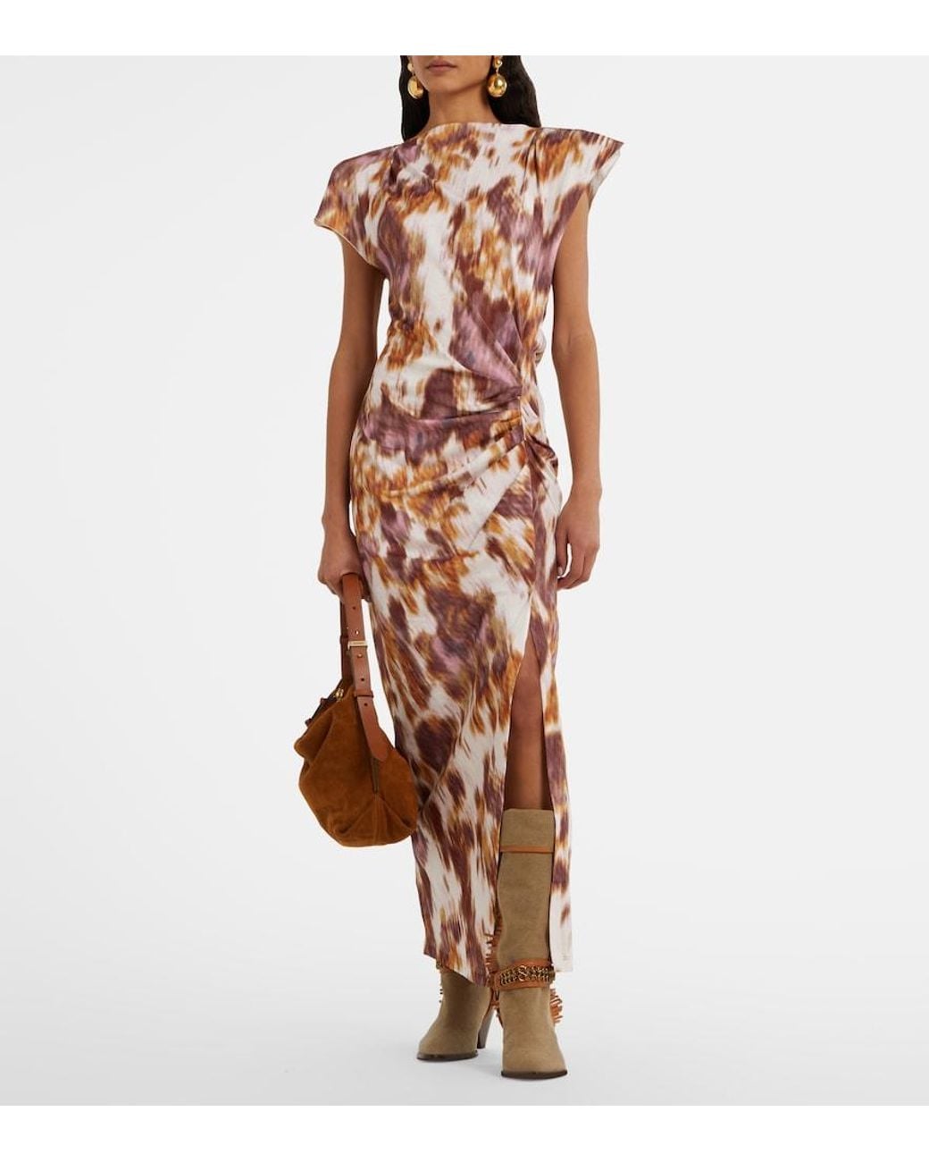 Isabel Marant White Nadela Printed Cotton Jersey Maxi Dress