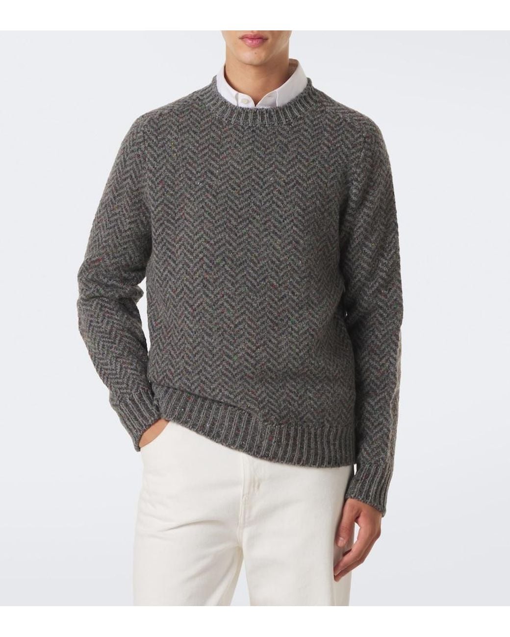 Gabriela Hearst Gray Sermo Herringbone Cashmere Sweater for men