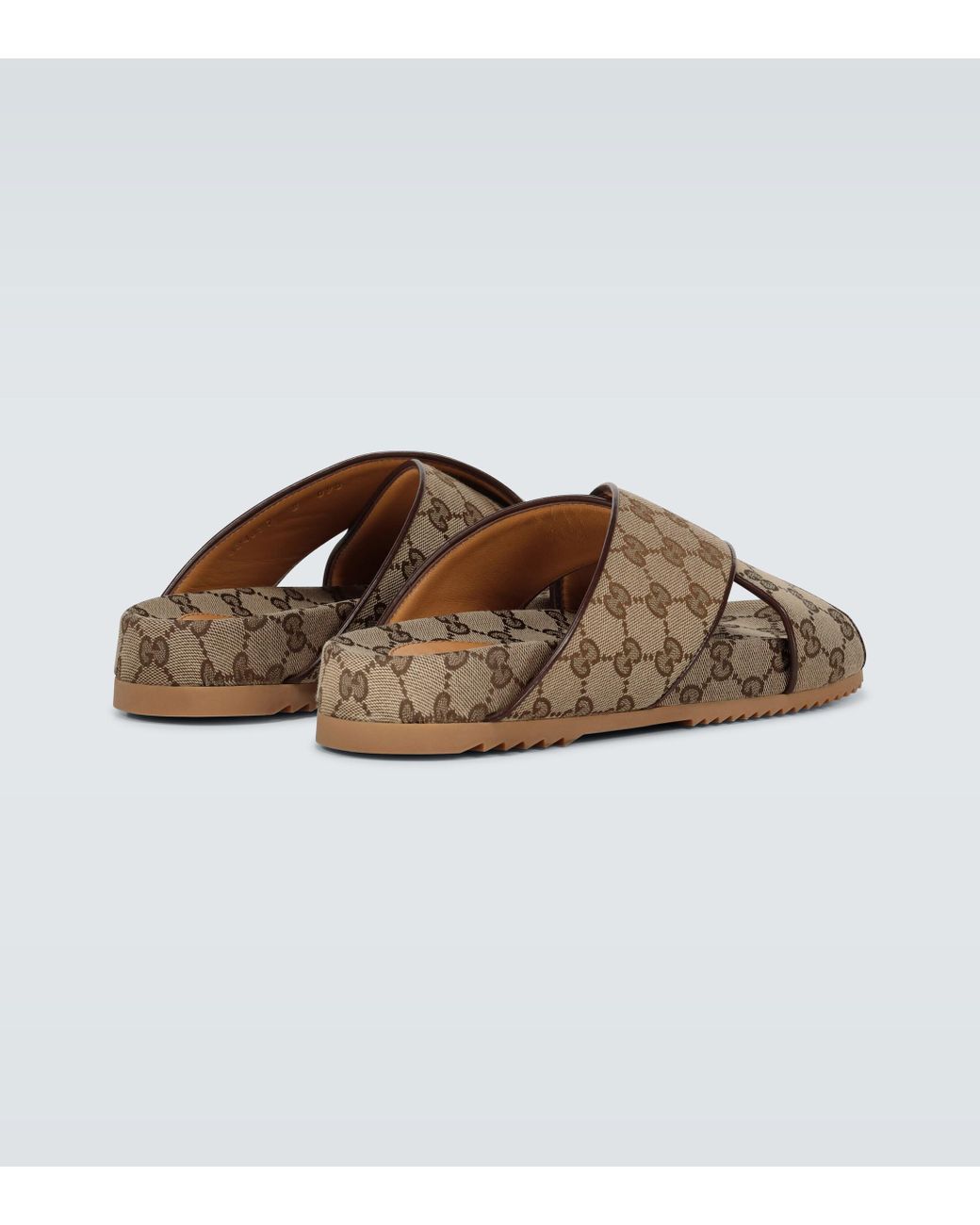Gucci Sideline GG Canvas Slides in Natural | Lyst