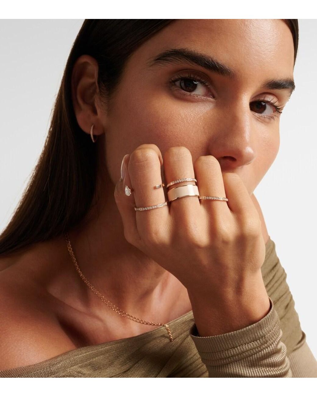 Repossi Metallic Berbere Module 18Kt Rose Ring With Diamonds
