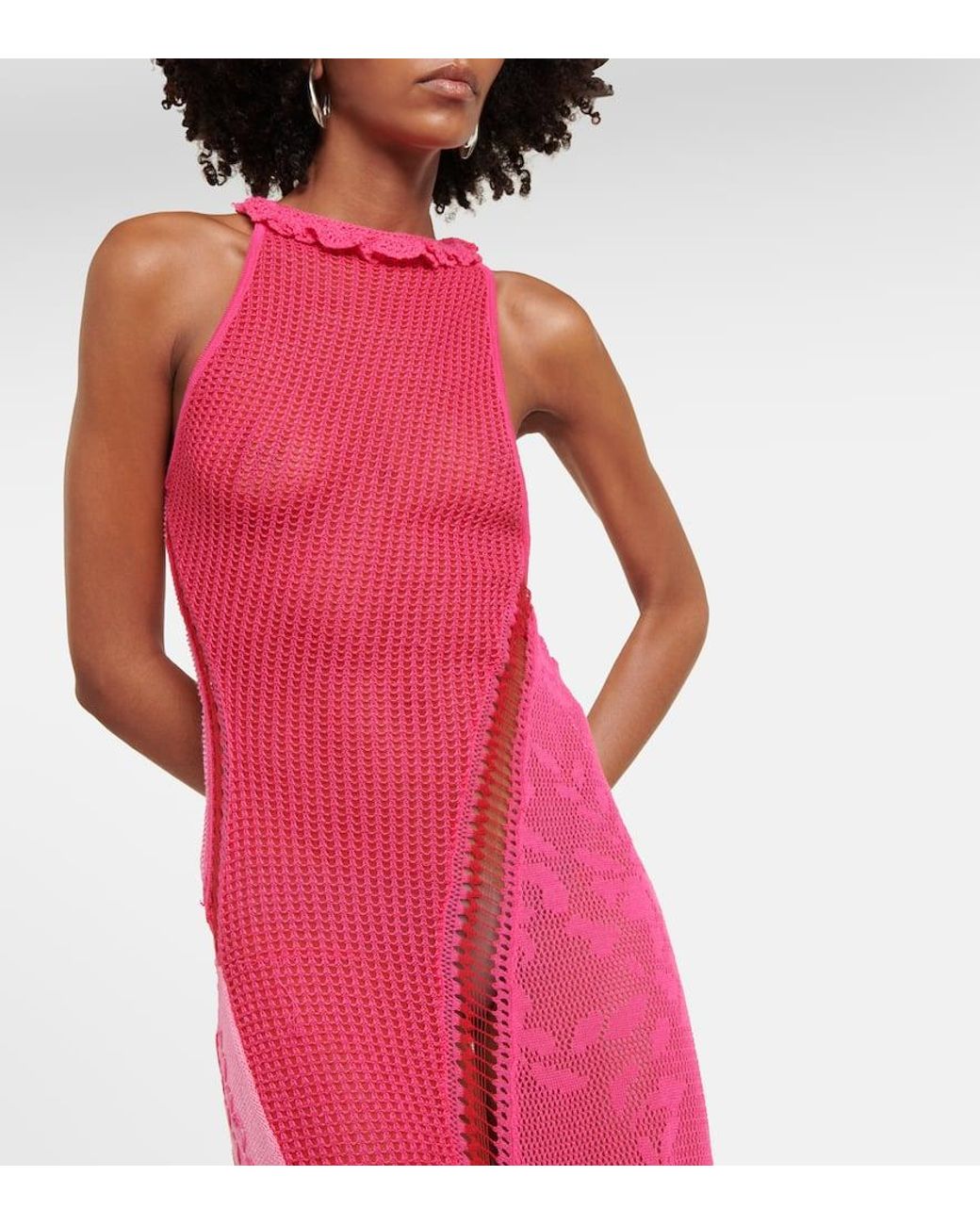 Roberta Einer Halterneck Cotton Midi Dress in Pink | Lyst