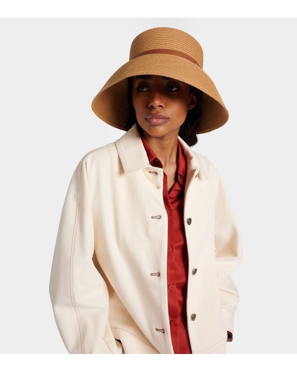 Max Mara Woven Bucket Hat in Natural | Lyst