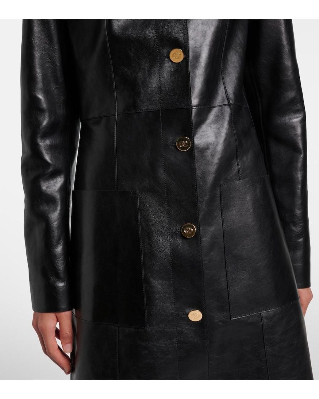 Gucci Black Interlocking G Leather Coat