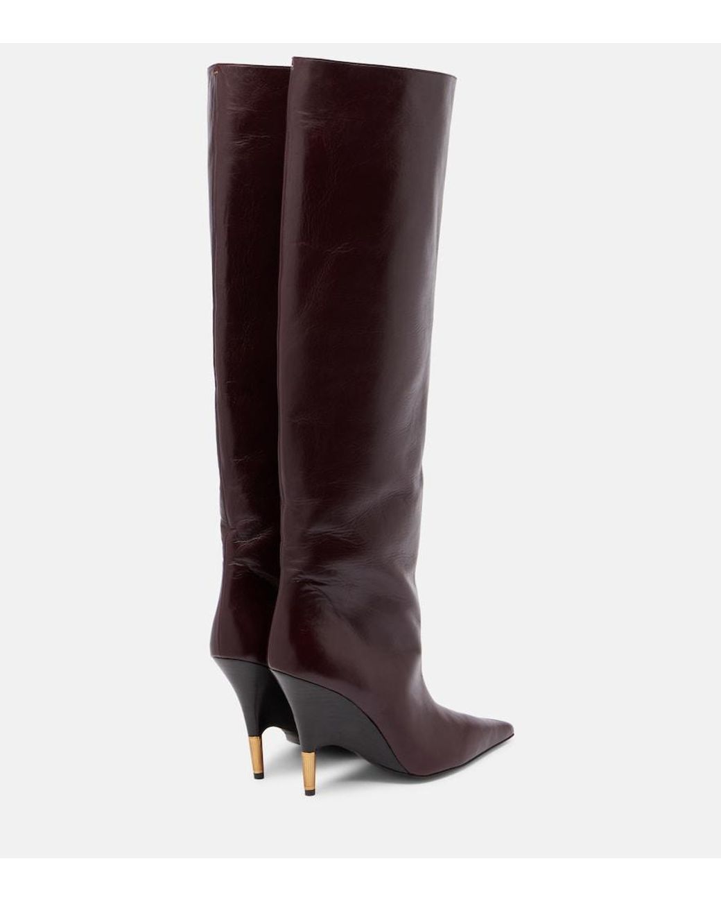 Khaite Brown Bella 100 Leather Knee-High Boots