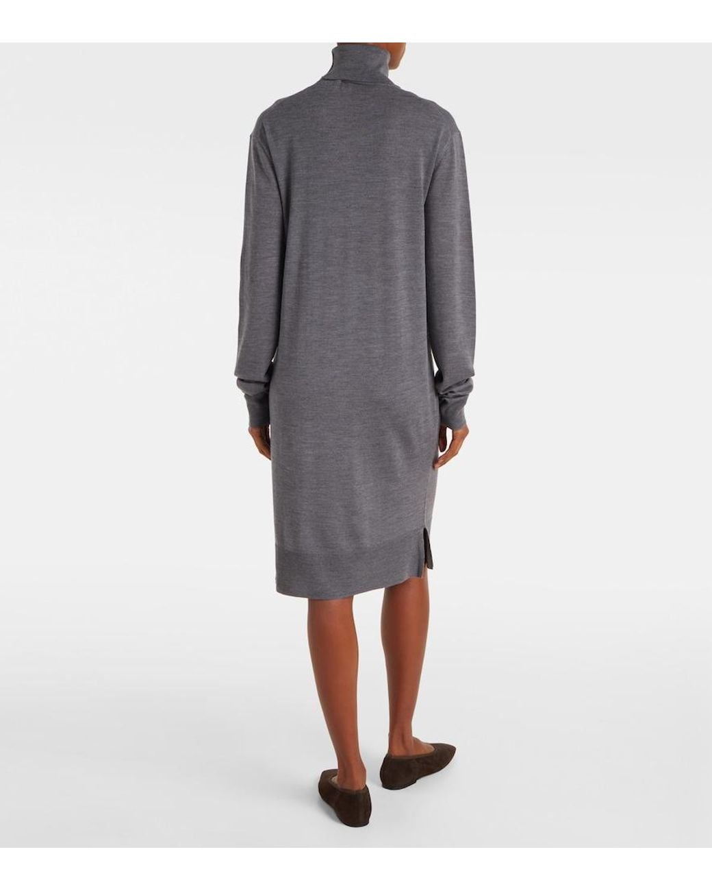 Totême Gray Wool And Silk Sweater Dress
