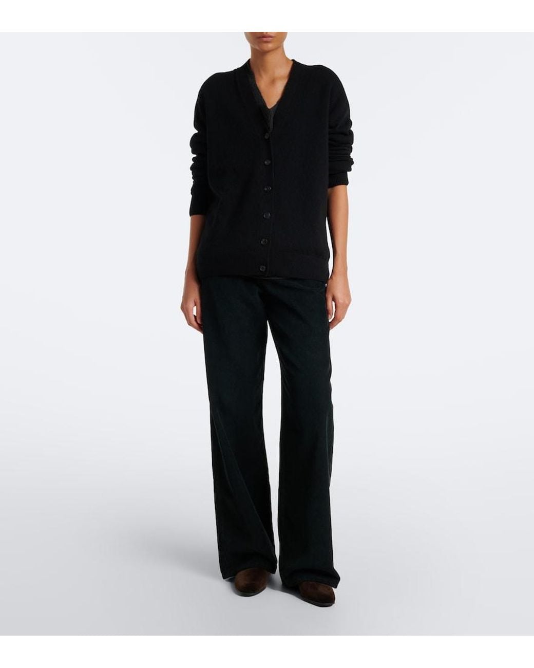 The Row Black Marc Leather-Trimmed Velvet Loafers