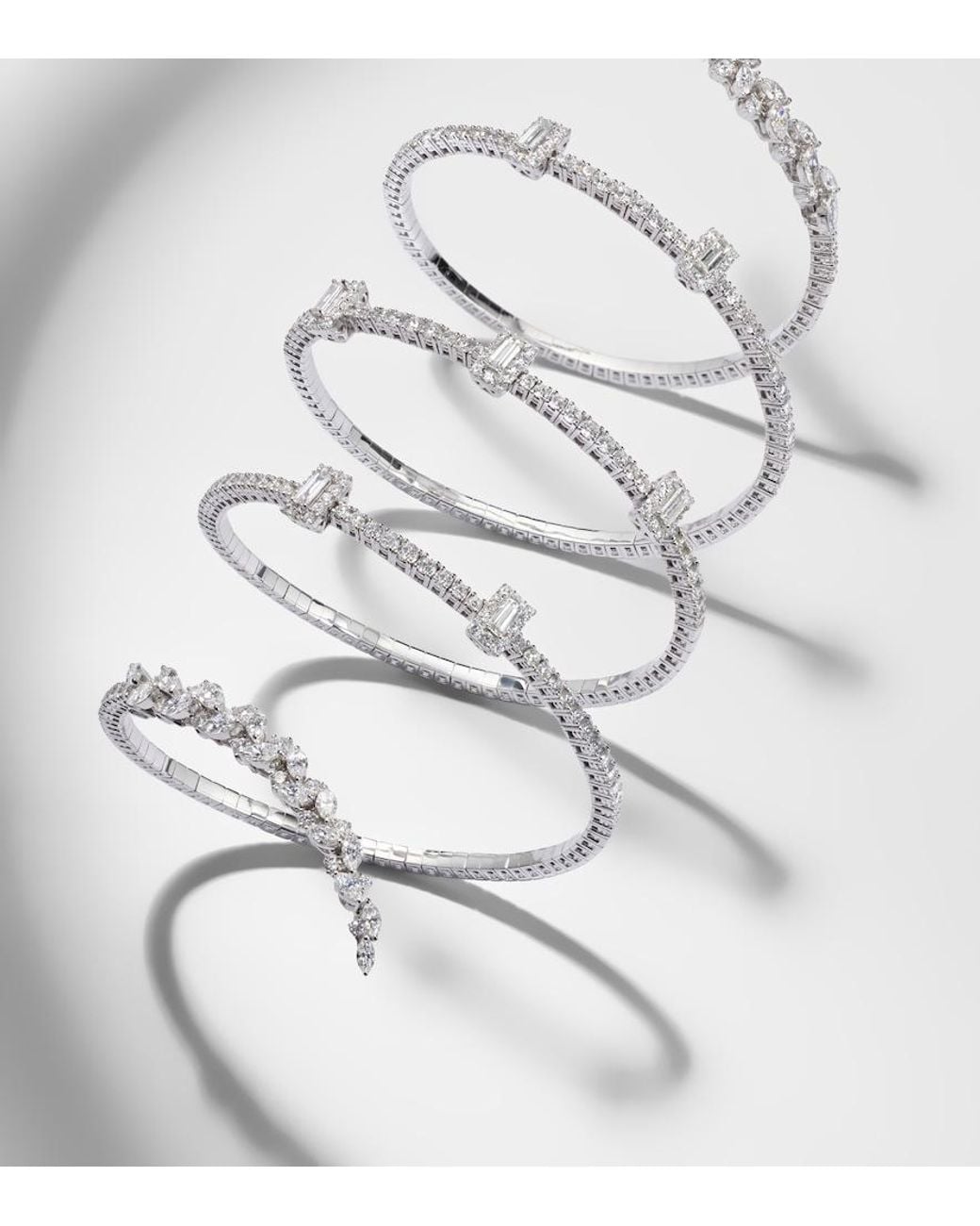 YEPREM White Y-Couture 18Kt Cuff Bracelet With Diamonds