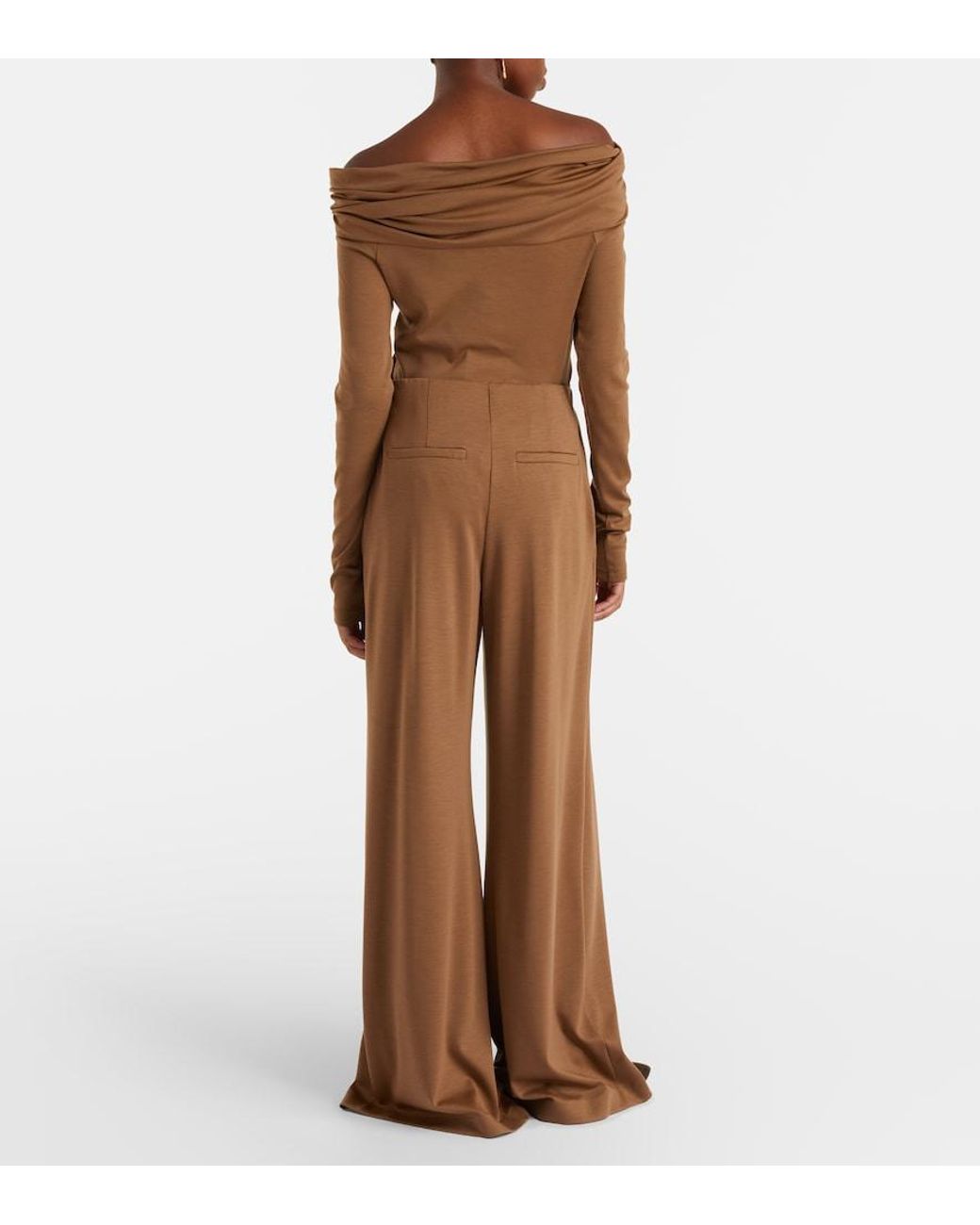 Max Mara Brown Cocco Virgin Wool Wide-Leg Pants