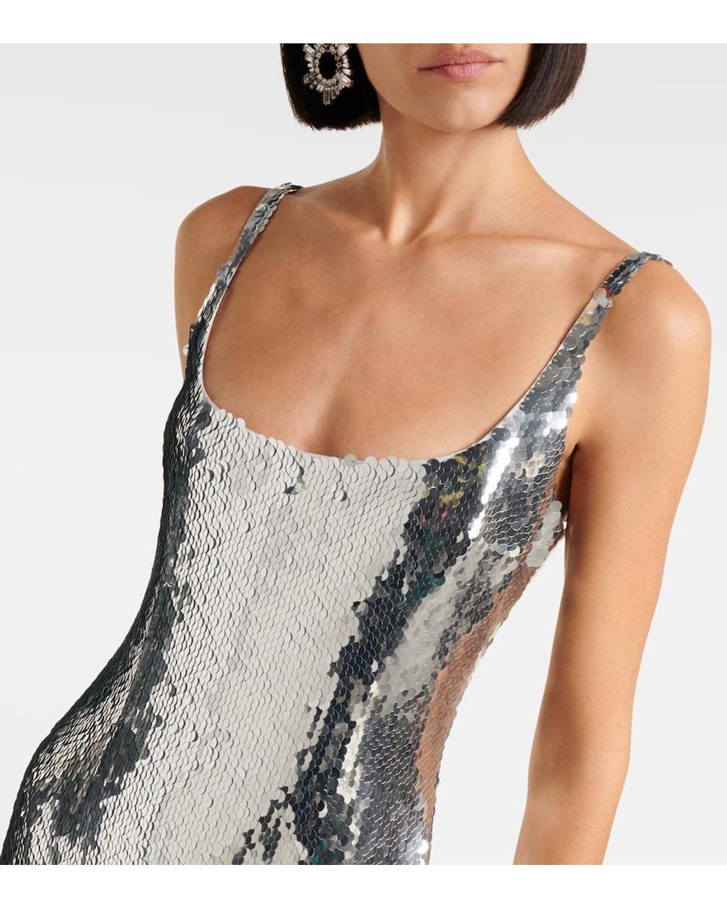 Magda Butrym Gray Sequined Midi Dress