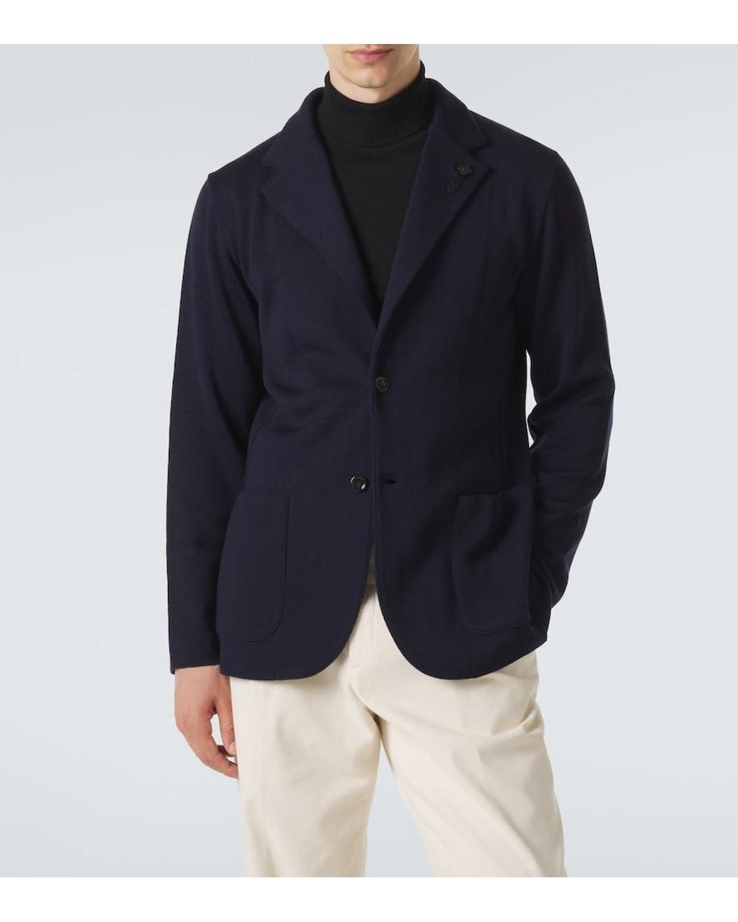 Lardini Blue Virgin Wool Blazer for men