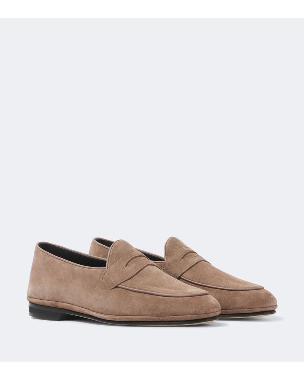 Rubinacci White Suede Penny Loafers for men