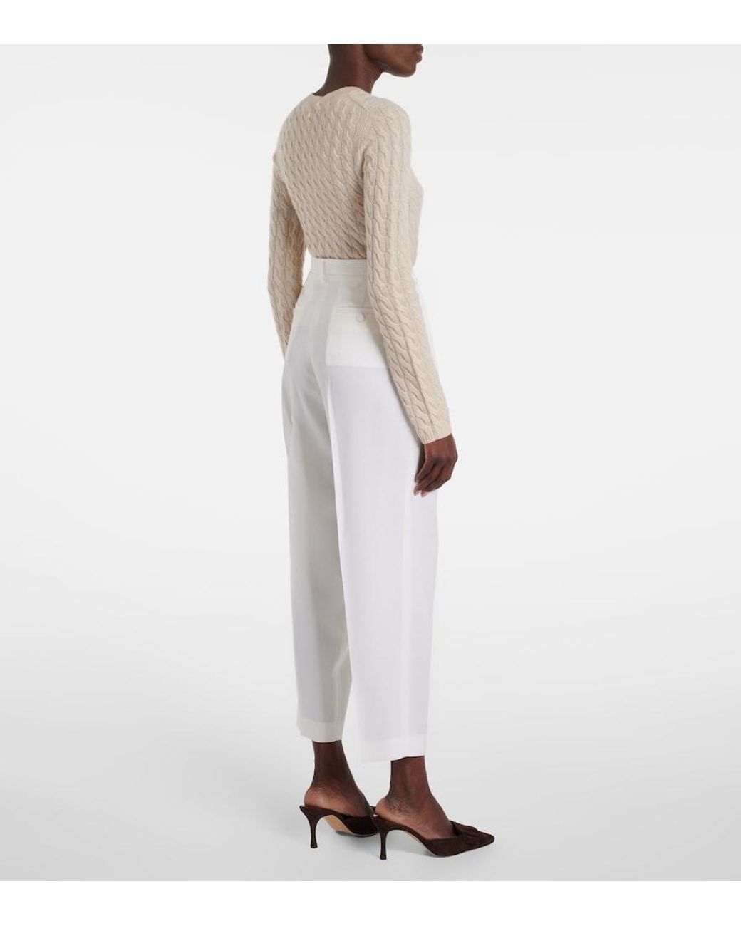 Altuzarra White Emmett High-Rise Wool Tapered Pants
