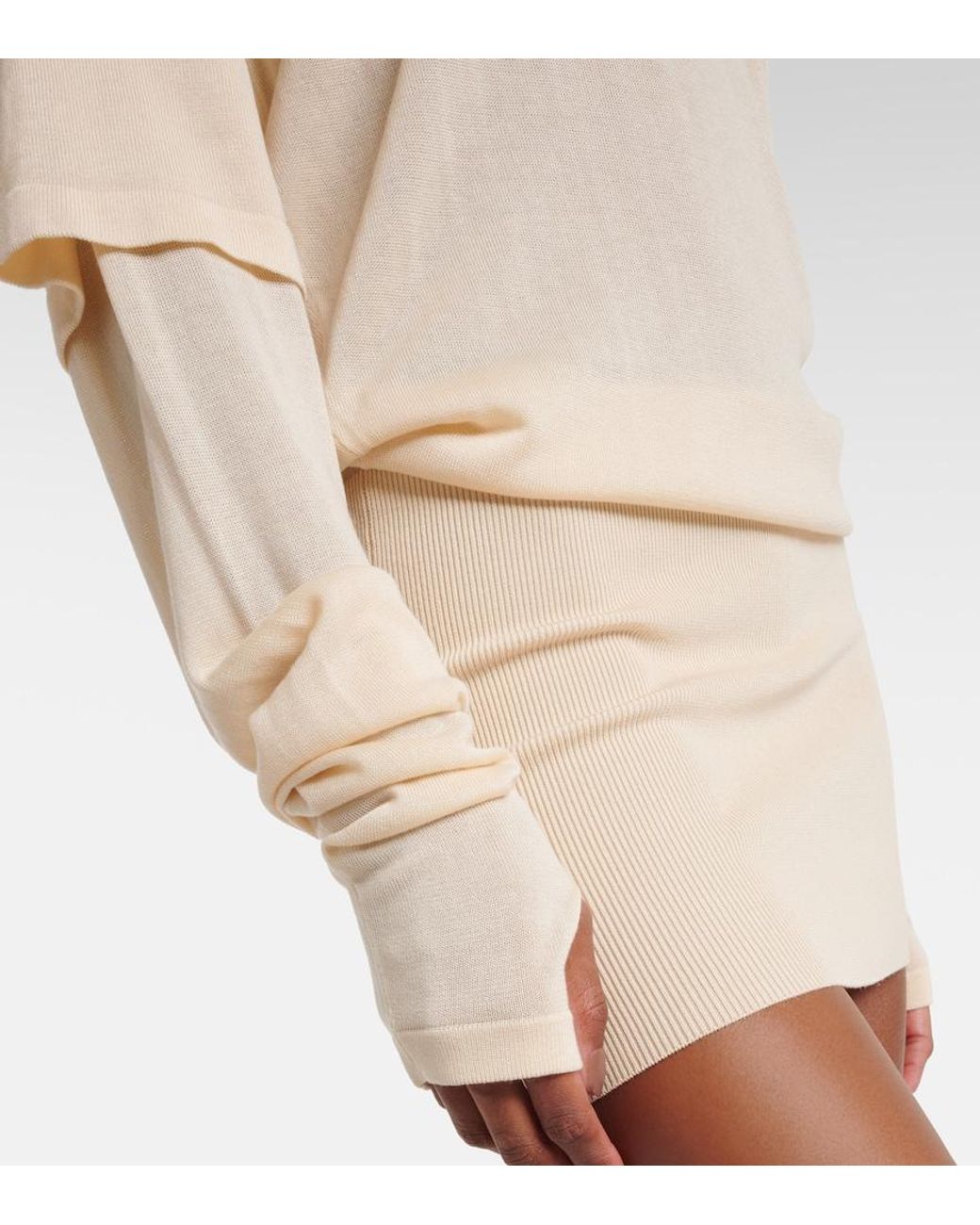 AYA MUSE Natural Rea Draped One-Shoulder Minidress
