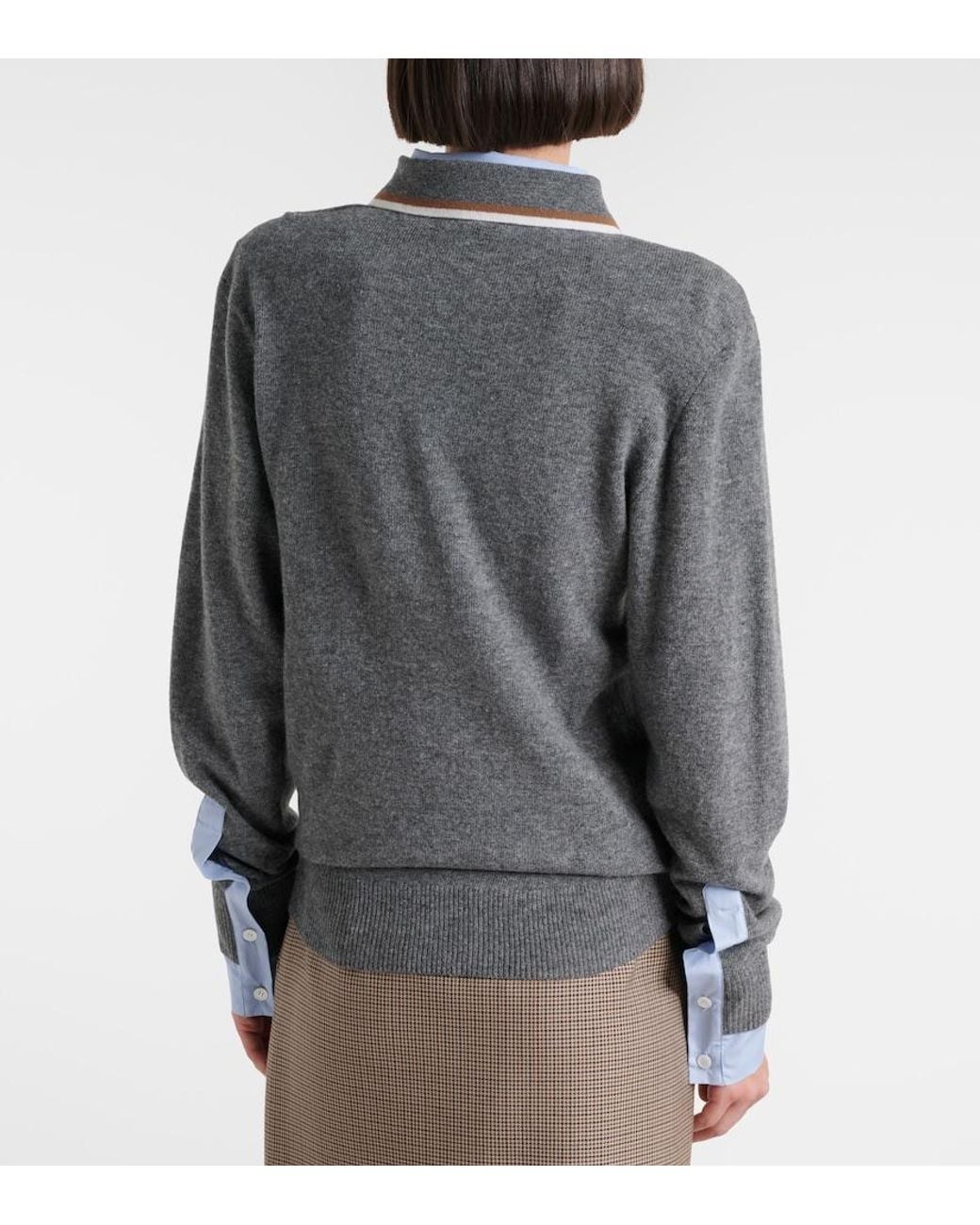 Stella McCartney Gray Layered Virgin Wool Polo Sweater