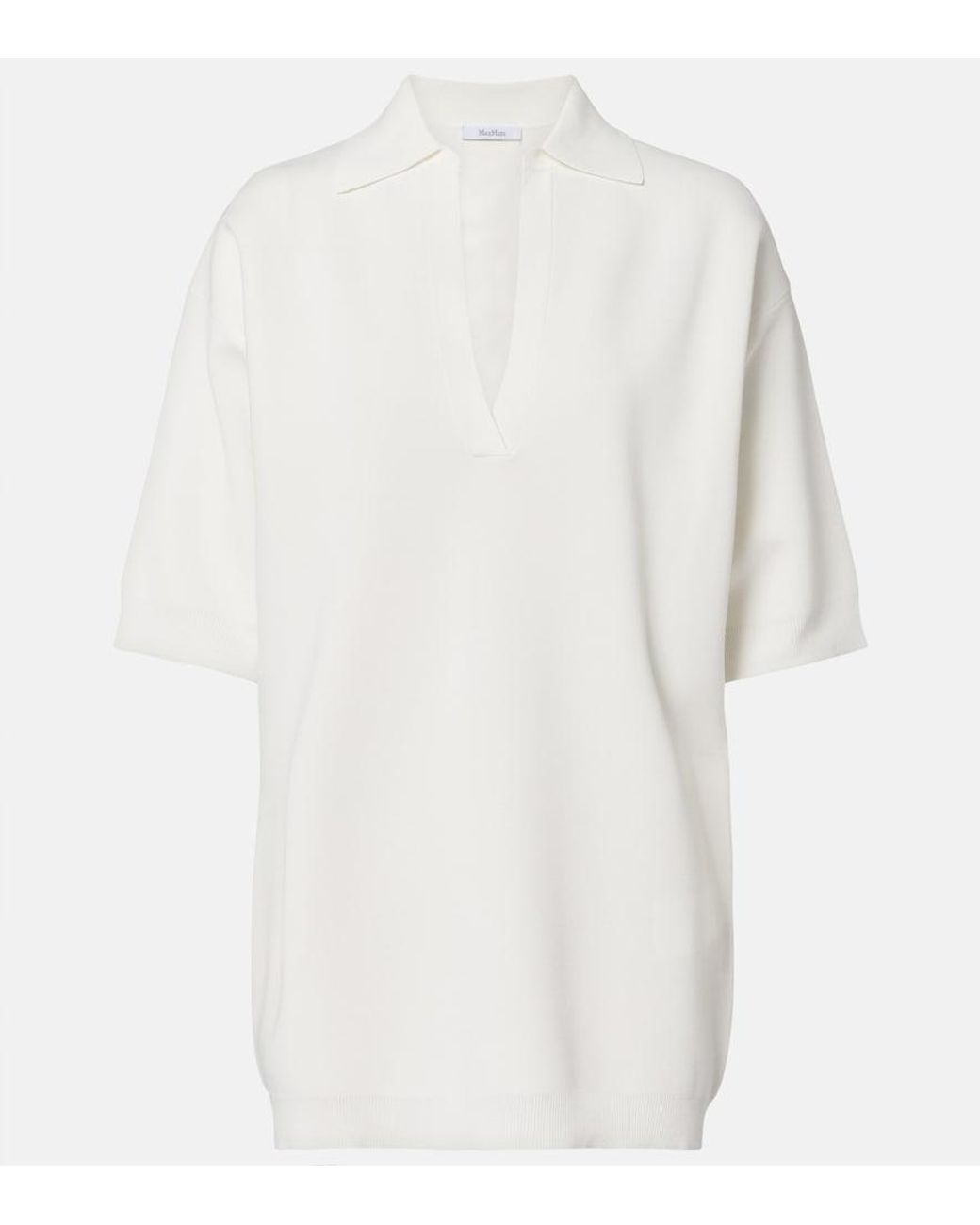 Max Mara White Knitted Crepe Top