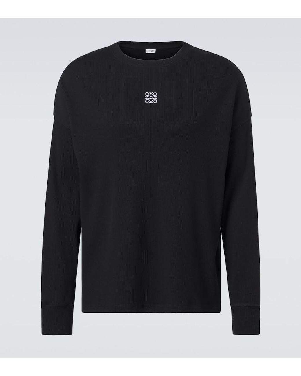 Loewe Blue Anagram Ribbed-Knit Cotton T-Shirt for men