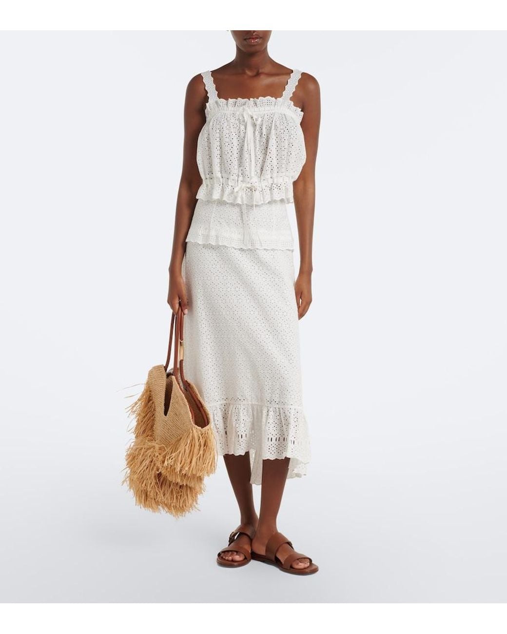 Ulla Johnson White Violetta Broderie Anglaise Midi Skirt