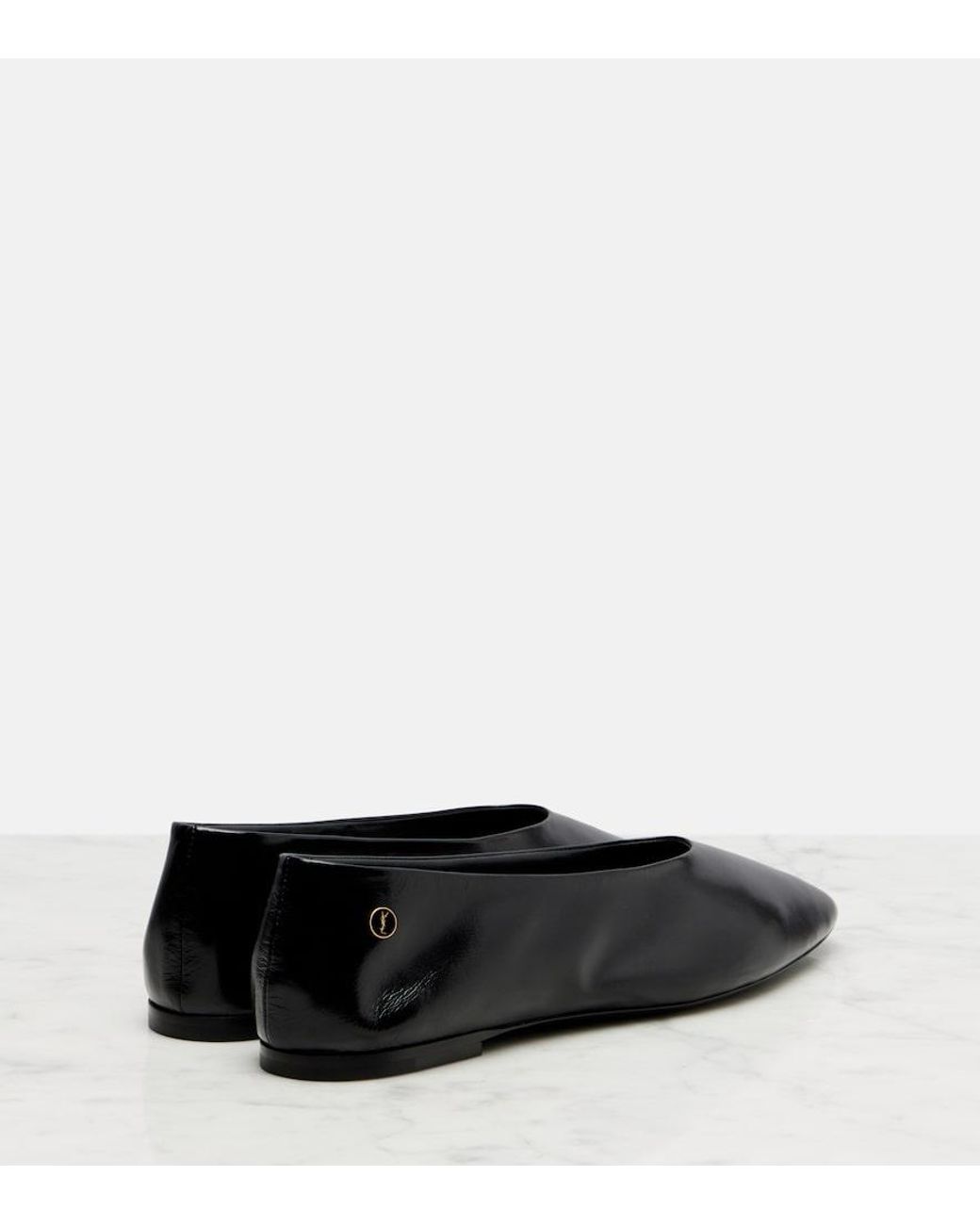 Saint Laurent Black Sao Leather Ballet Flats