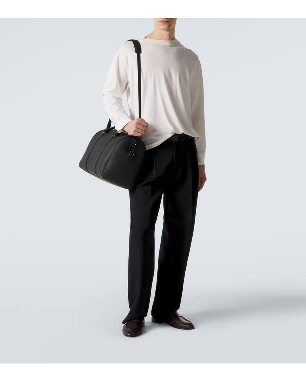 The Row Black Iowa Leather Duffel Bag for men