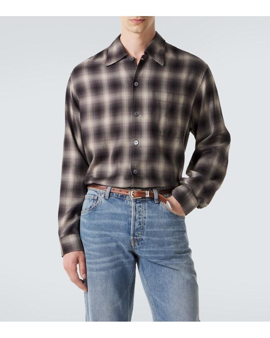 Our Legacy Brown Every Checked Tencel Flannel Shirt for men