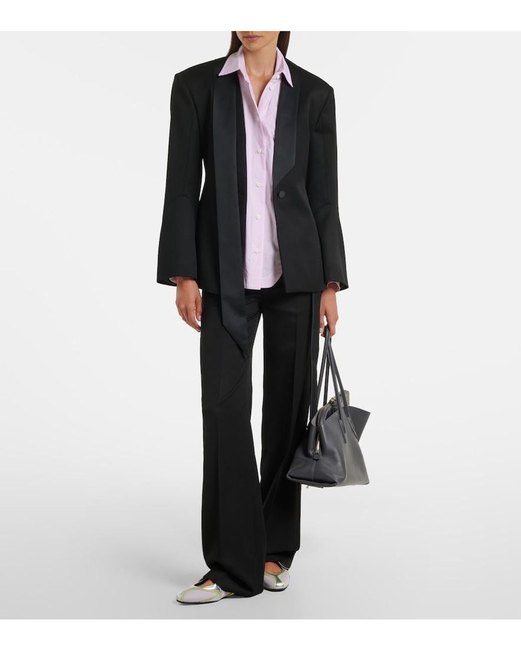 The Attico Black Virgin Wool Wide-Leg Pants
