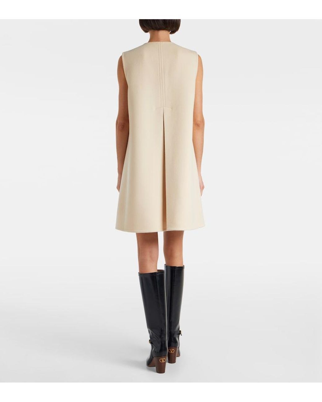 Valentino Garavani Natural Vgold Wool And Cashmere Minidress