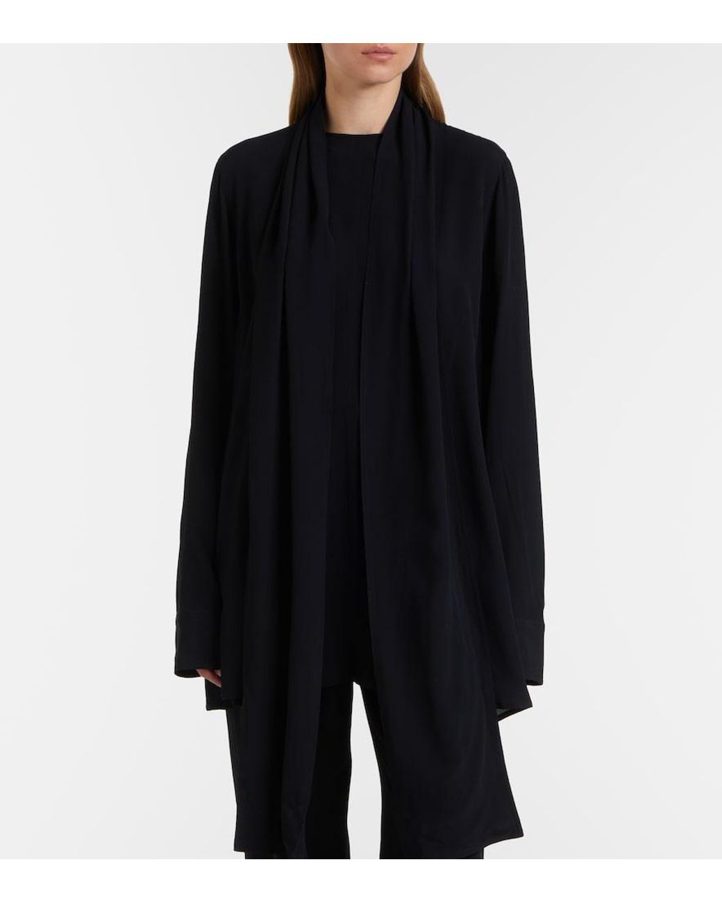 Totême Black Scarf-Detail Blouse