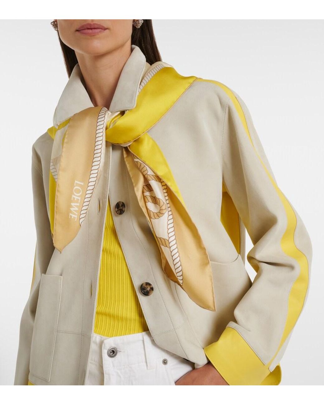 Loewe Natural Anagram Silk Twill Scarf