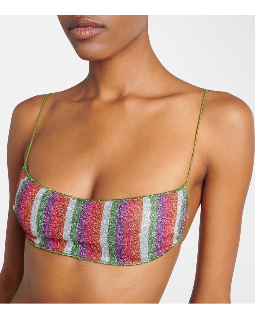 Oseree White Lumiere Striped Bikini