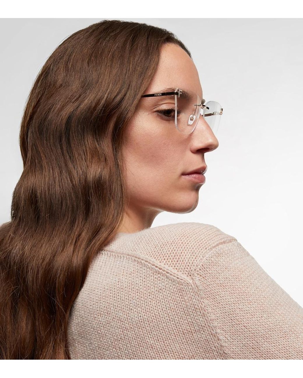 Fendi Natural Eckige Brille First Crystal