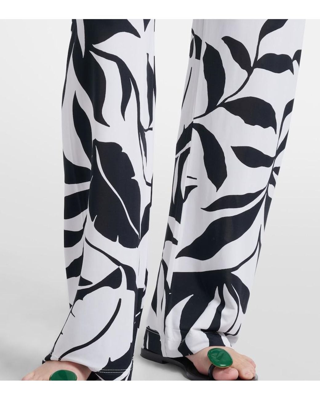Max Mara White Abate Printed Wide-Leg Pants