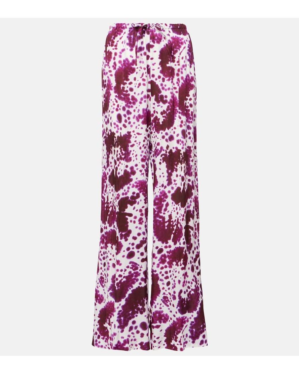 Dries Van Noten Purple Crepe Straight Pants